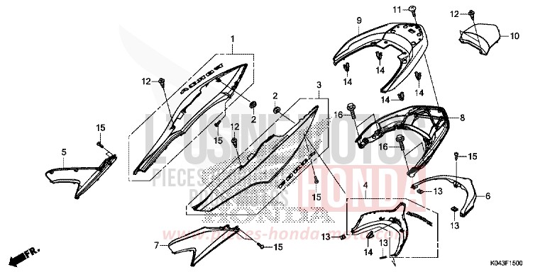 HOUSSE DE CARROSSERIE/BARRE D'APPUI de Forza 300 SEAL SILVER METALLIC (NHA14) de 2013